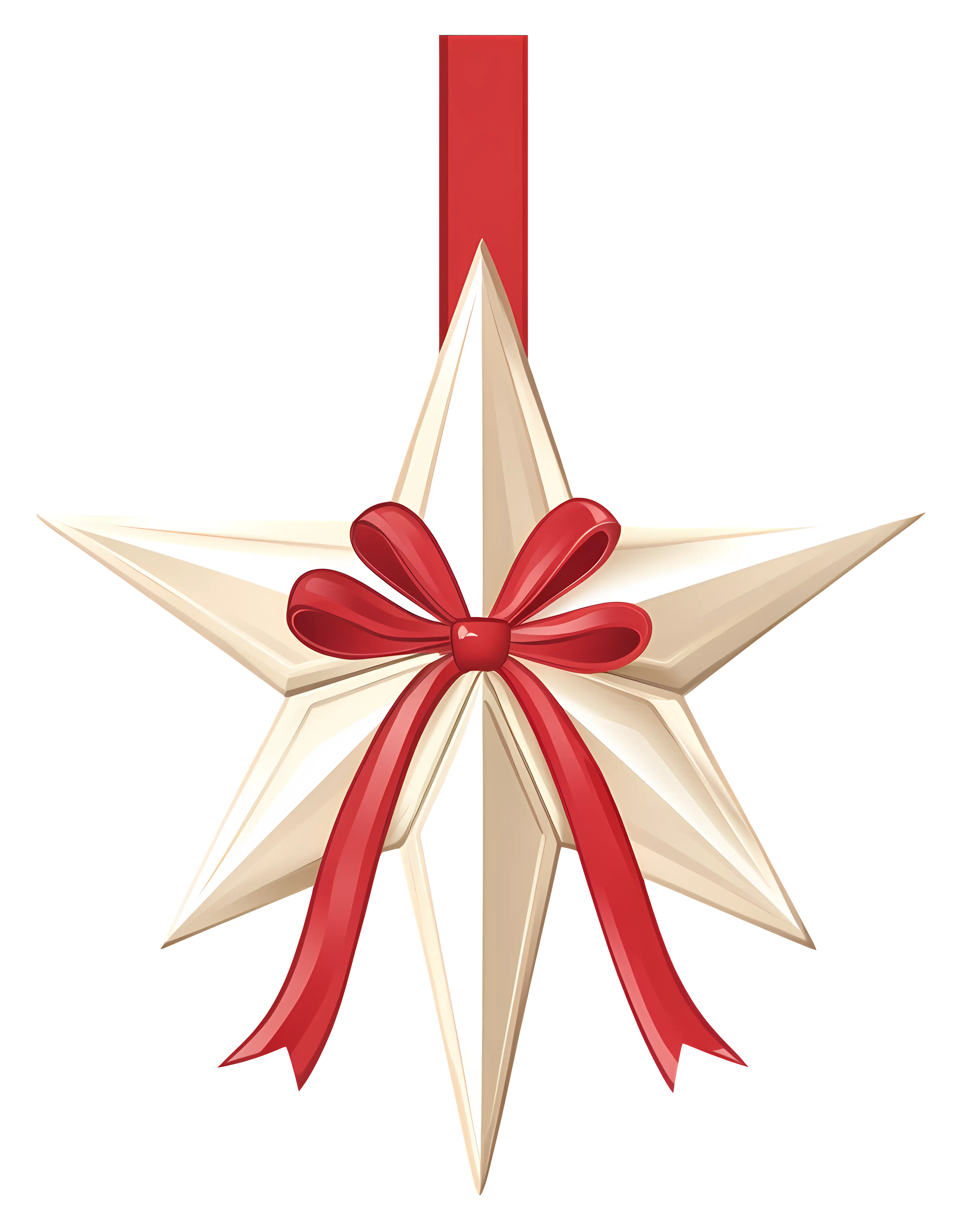 Golden Star Ornament with Red Ribbon