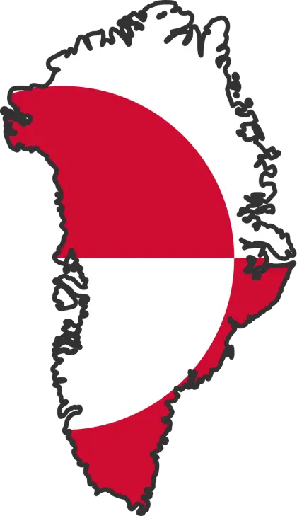Greenland Map with National Flag Colors