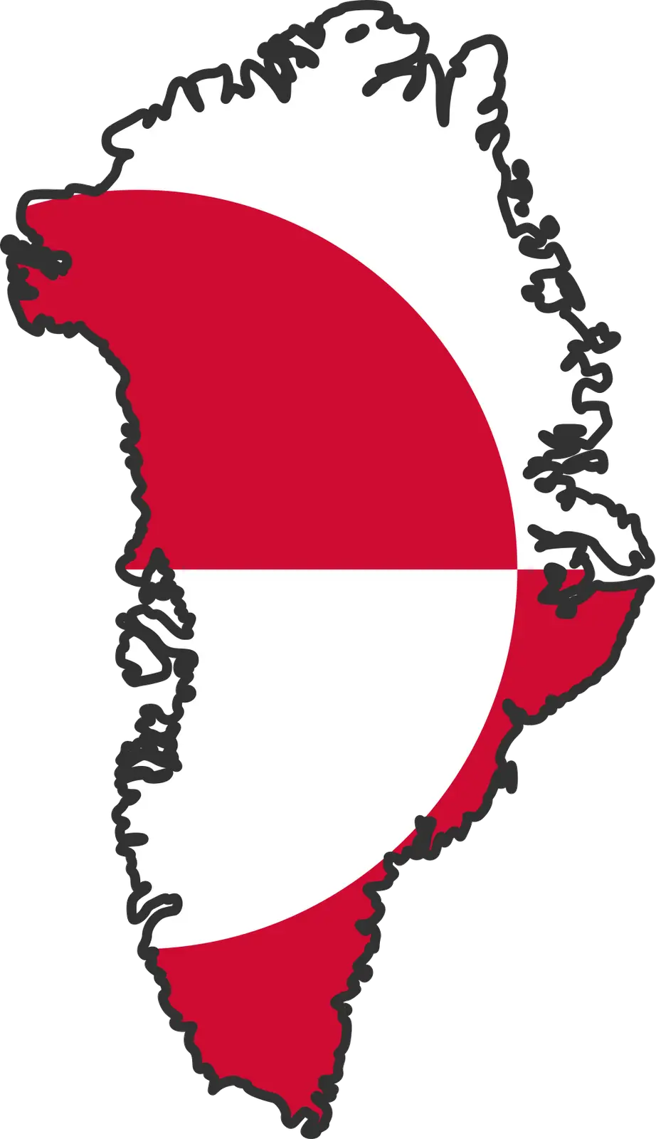 Greenland Map with National Flag Colors