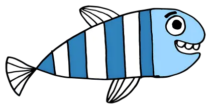 Funny Blue Striped Cartoon Fish Illustration