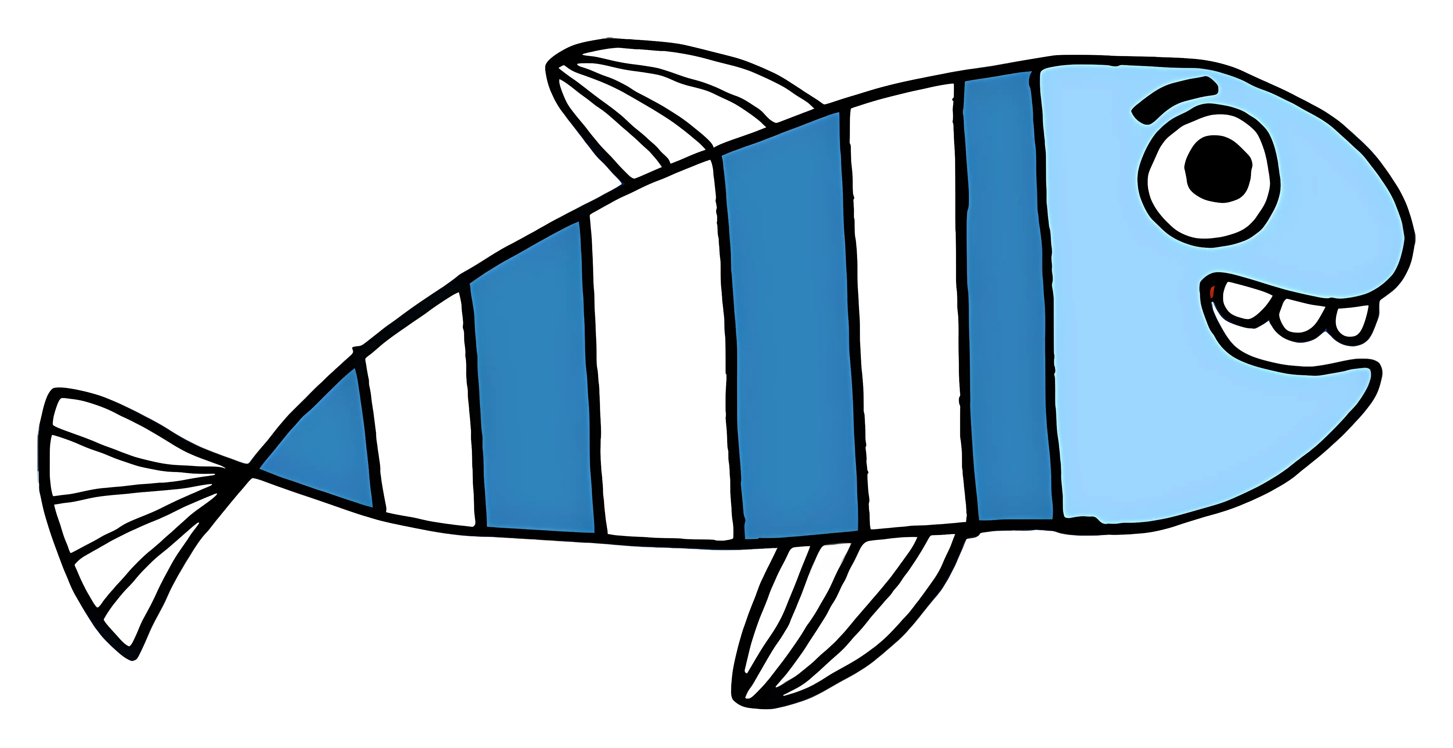 Funny Blue Striped Cartoon Fish Illustration