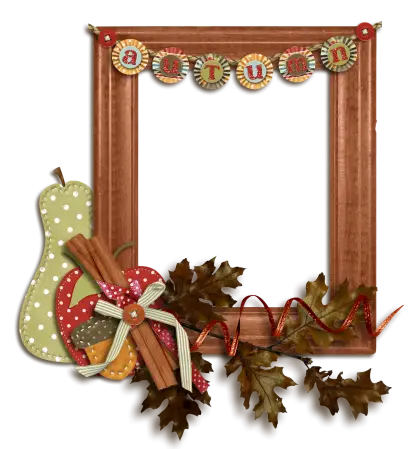 Autumn Frame with Leaves and Decorations