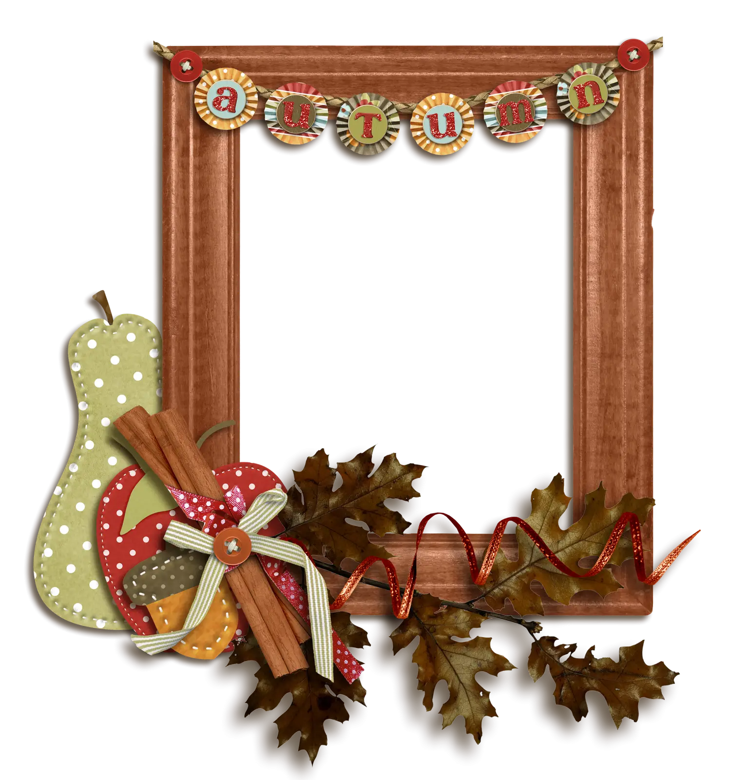 Autumn Frame with Leaves and Decorations