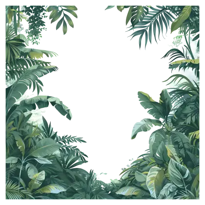 Tropical Jungle Frame with Green Foliage
