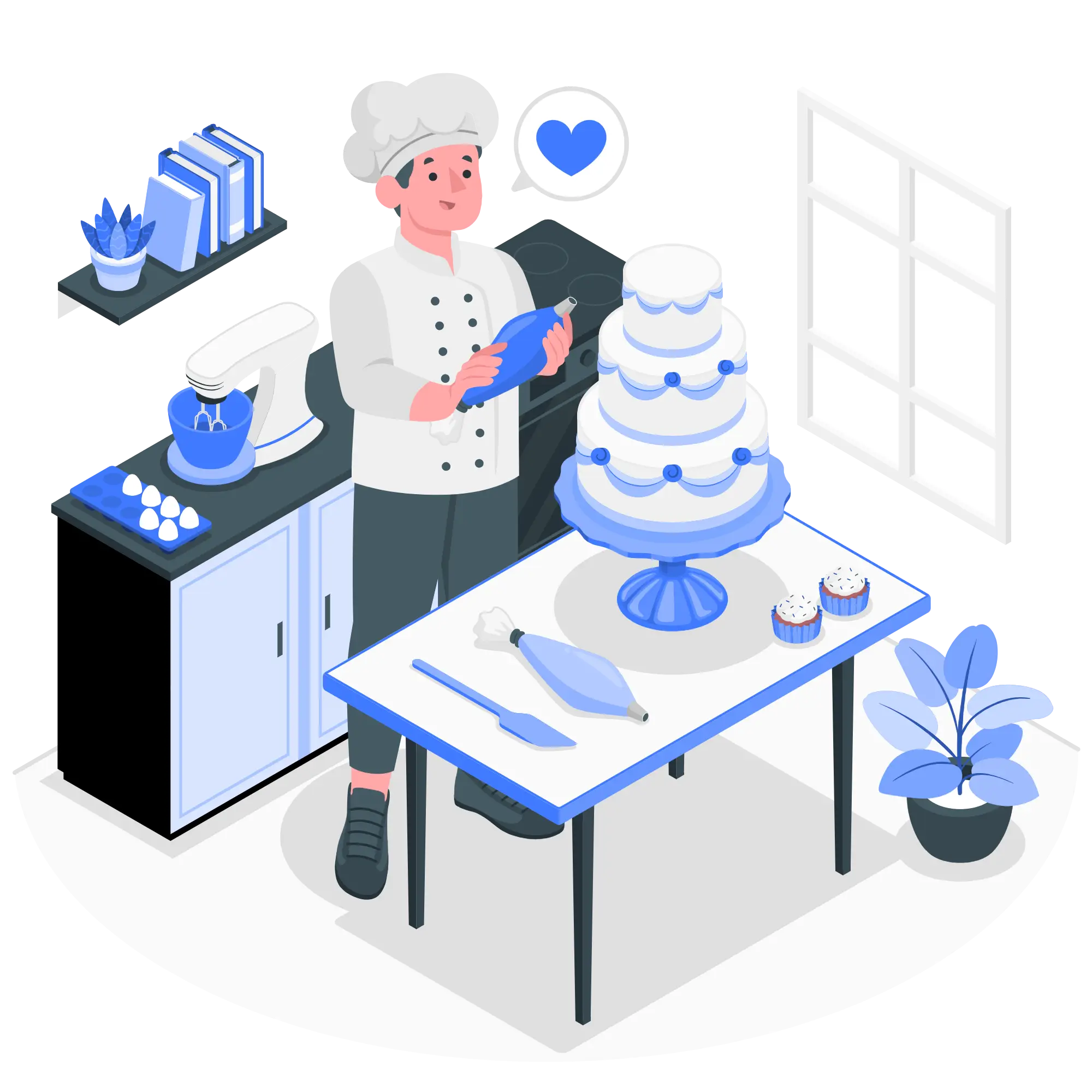 Chef Decorating Cake in Kitchen