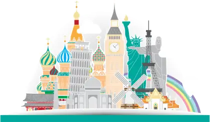 Famous World Landmarks Illustration