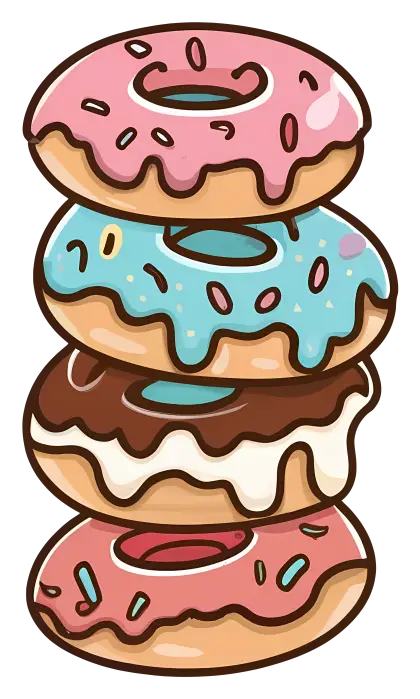 Stack of Colorful Cartoon Donuts