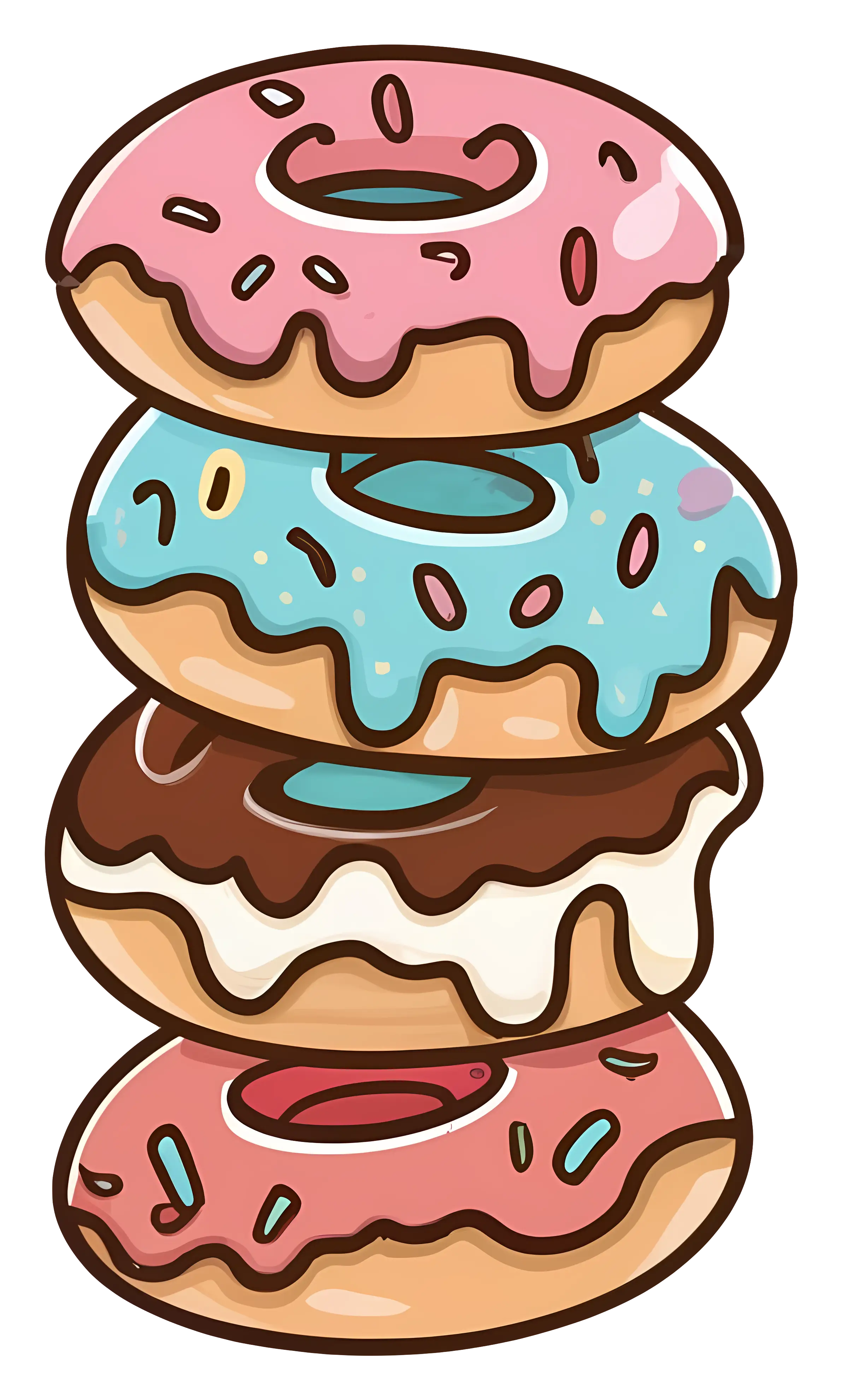 Stack of Colorful Cartoon Donuts