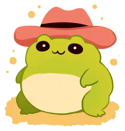 Cartoon Green Frog with Red Hat