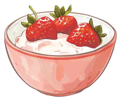 Bowl of Yogurt with Fresh Strawberries