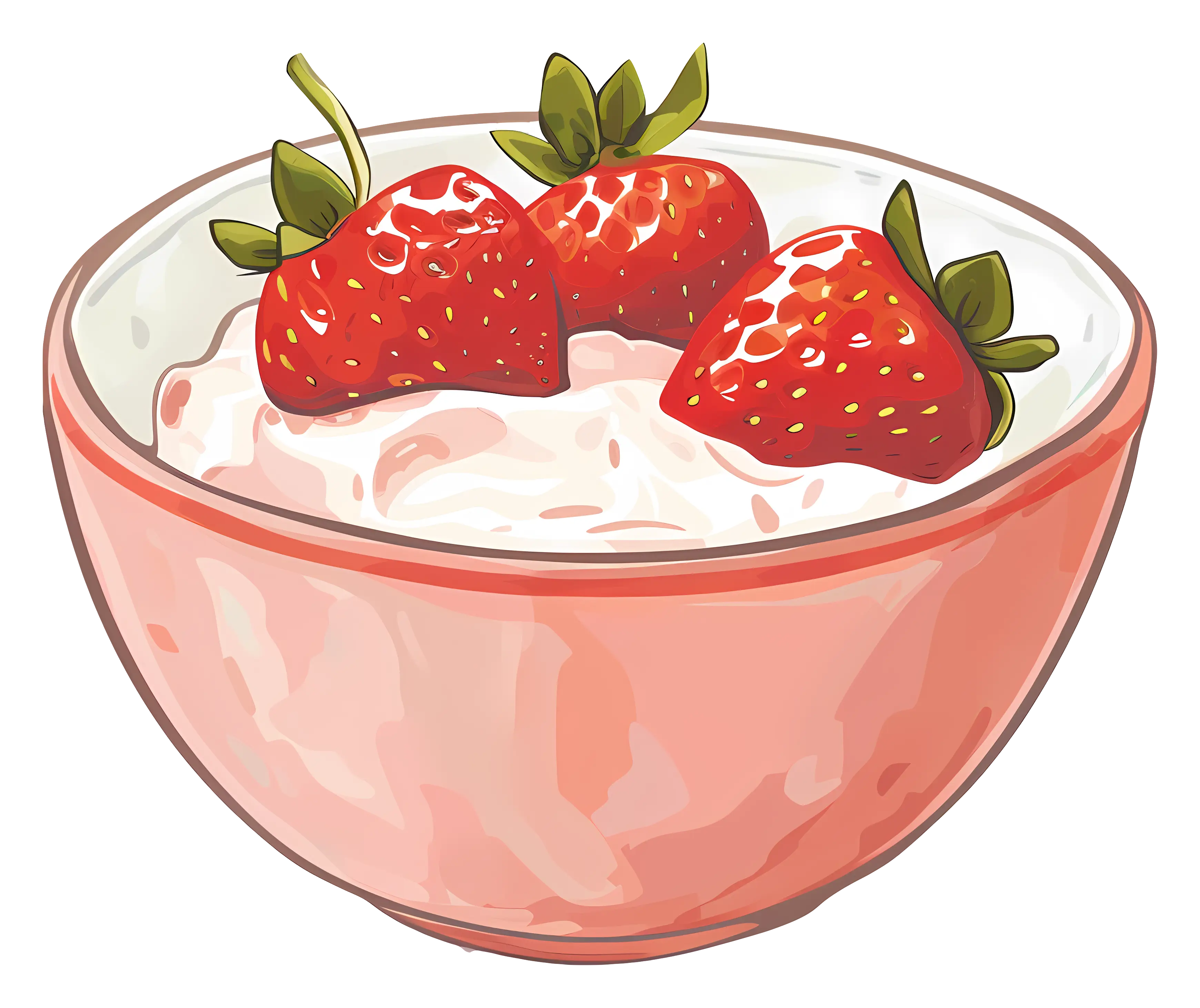 Bowl of Yogurt with Fresh Strawberries