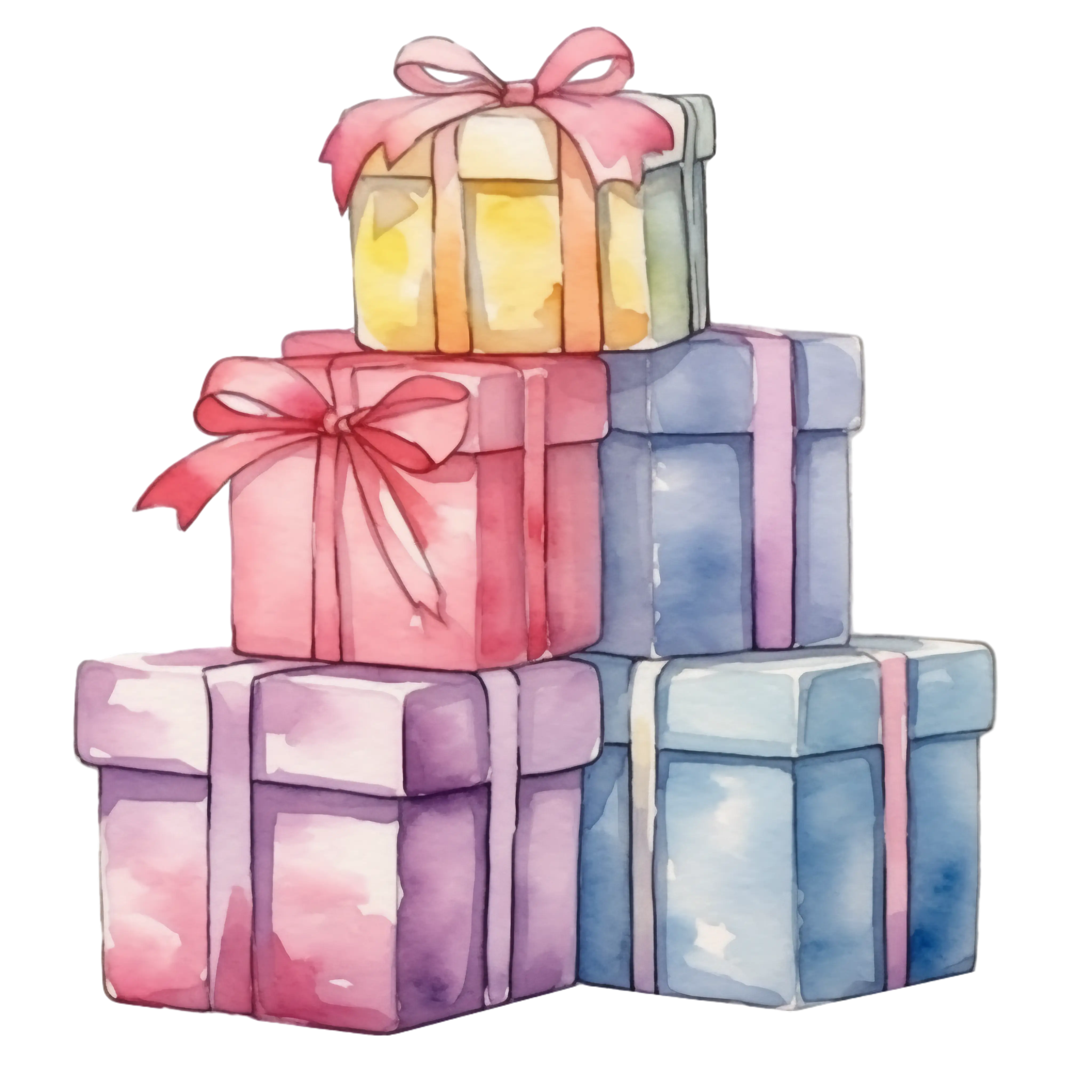 Pastel Watercolor Gift Boxes for Festive Events
