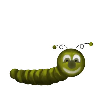 Cute Green Caterpillar Cartoon