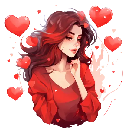 Romantic Woman with Hearts Background