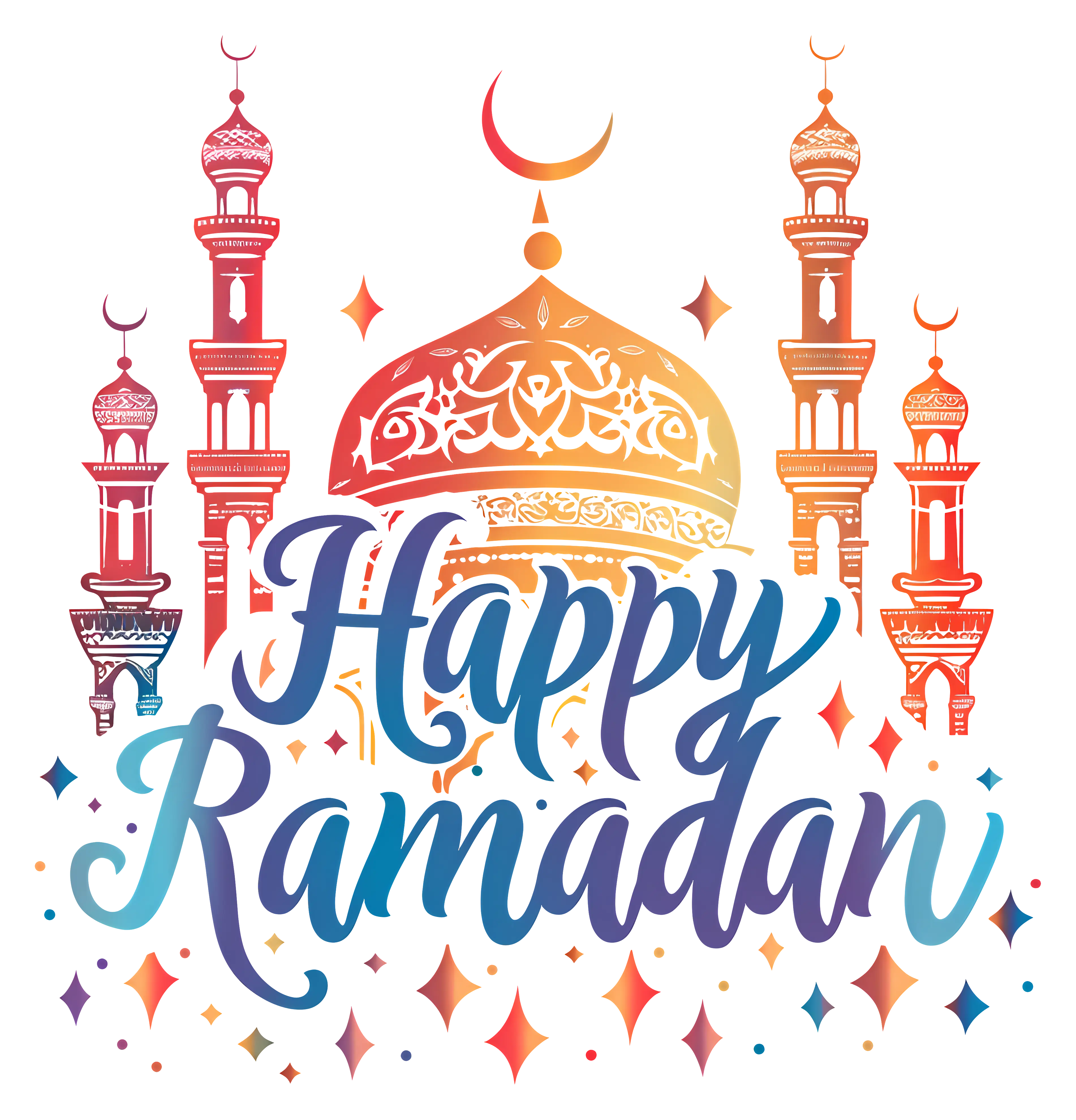 Happy Ramadan with Mosque Illustration