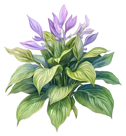 Lush Green Plant with Purple Flowers