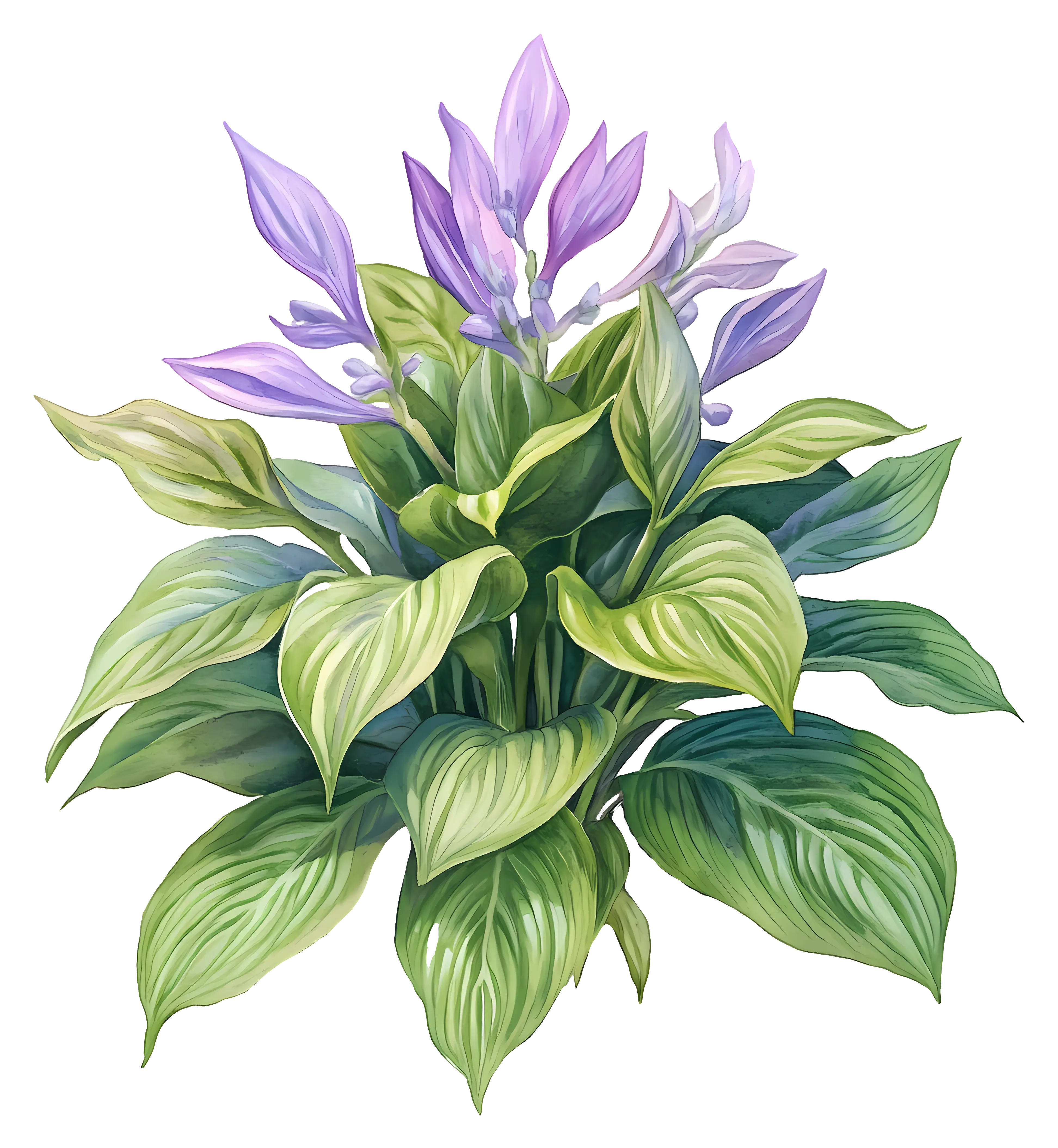 Lush Green Plant with Purple Flowers