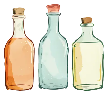 Set of Colorful Vintage Glass Bottles