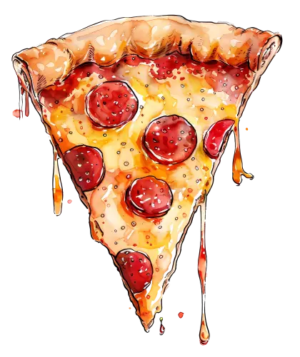 Watercolor Pepperoni Pizza Slice