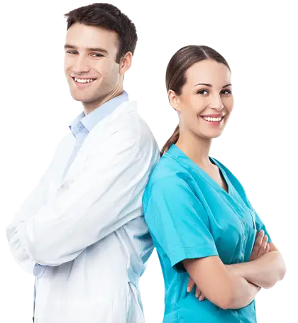 Smiling Medical Professionals in Uniforms
