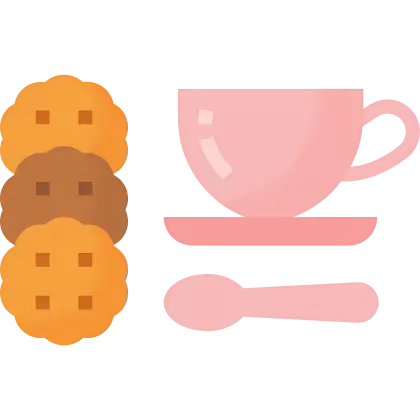 Tea Cup with Cookies in Cartoon Style