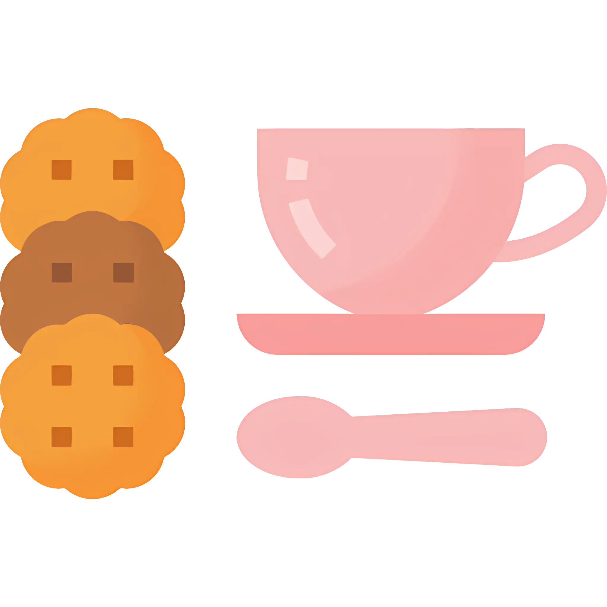 Tea Cup with Cookies in Cartoon Style