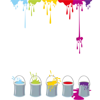 Colorful Paint Buckets Dripping