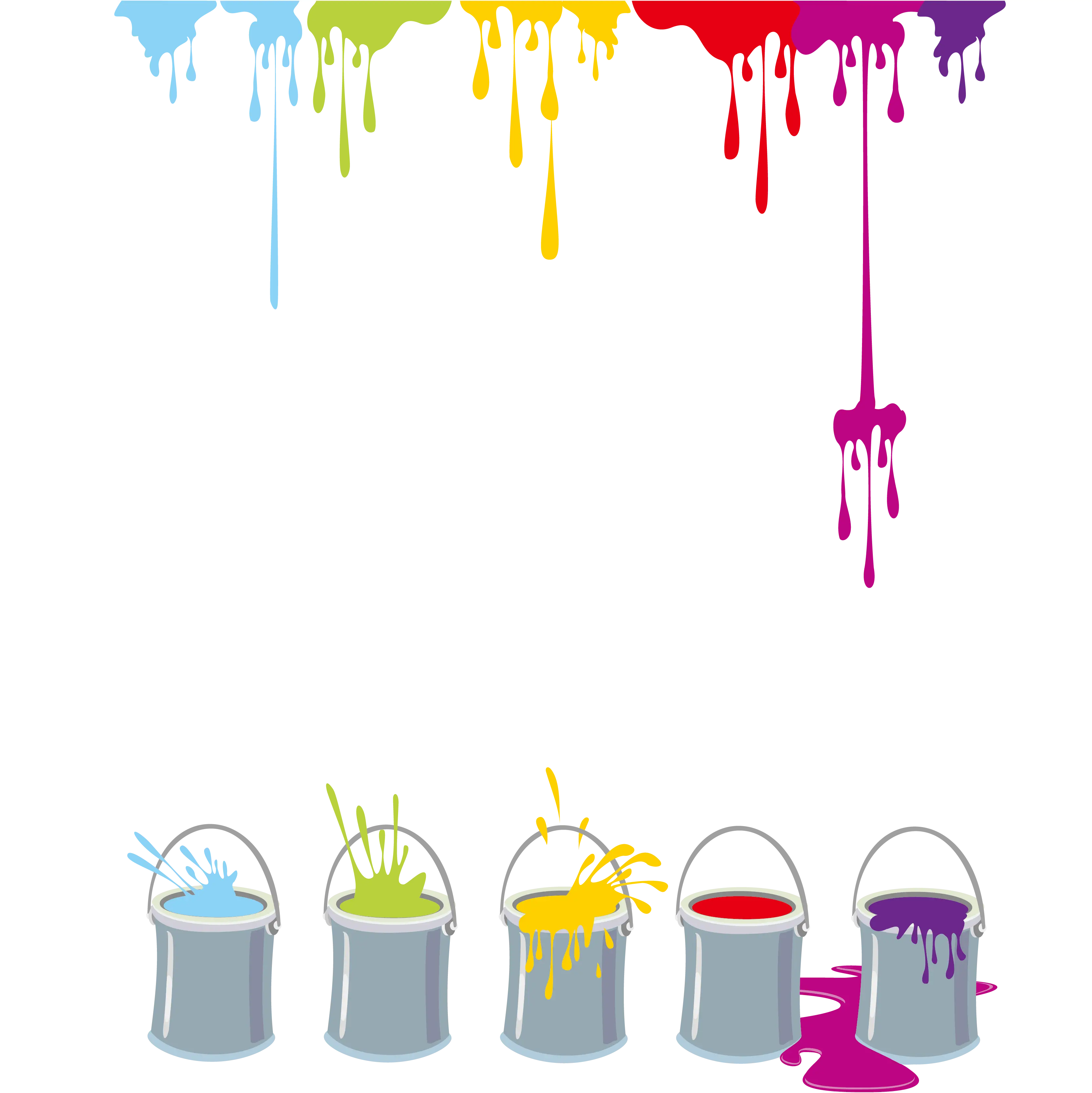 Colorful Paint Buckets Dripping