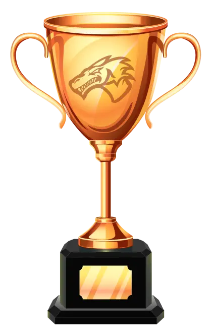 Golden Trophy Cup with Dragon Engraving