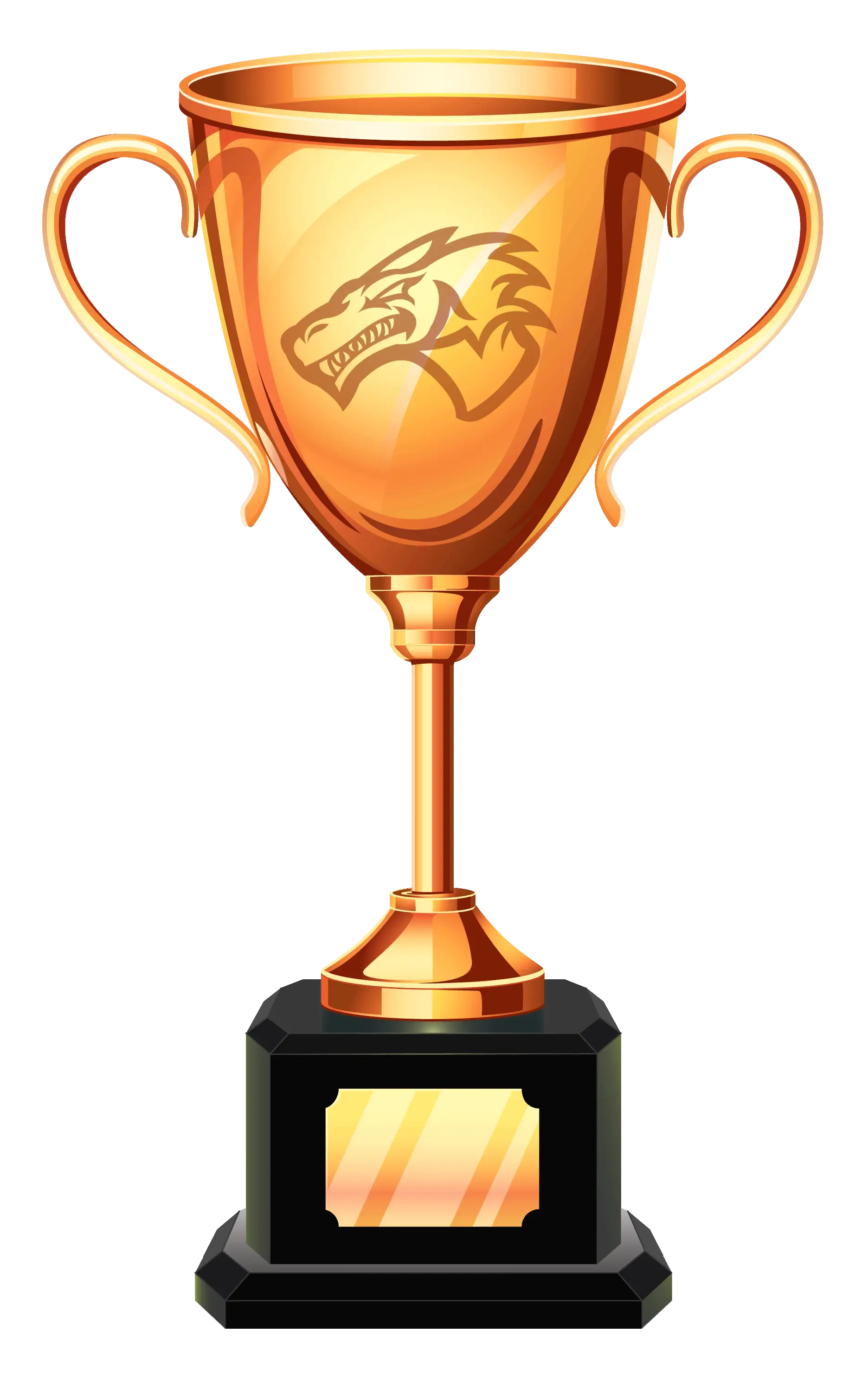 Golden Trophy Cup with Dragon Engraving