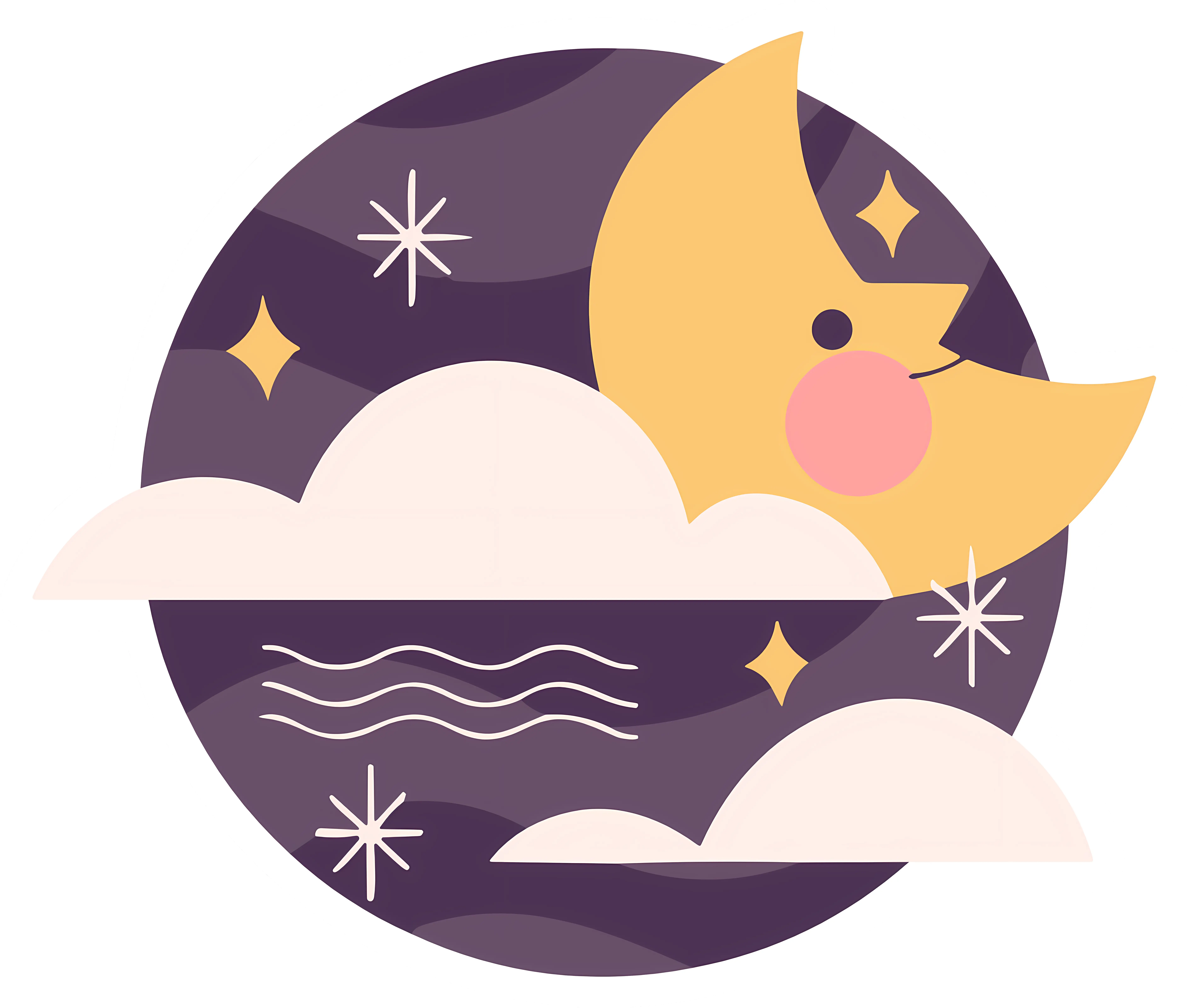 Smiling Moon with Stars