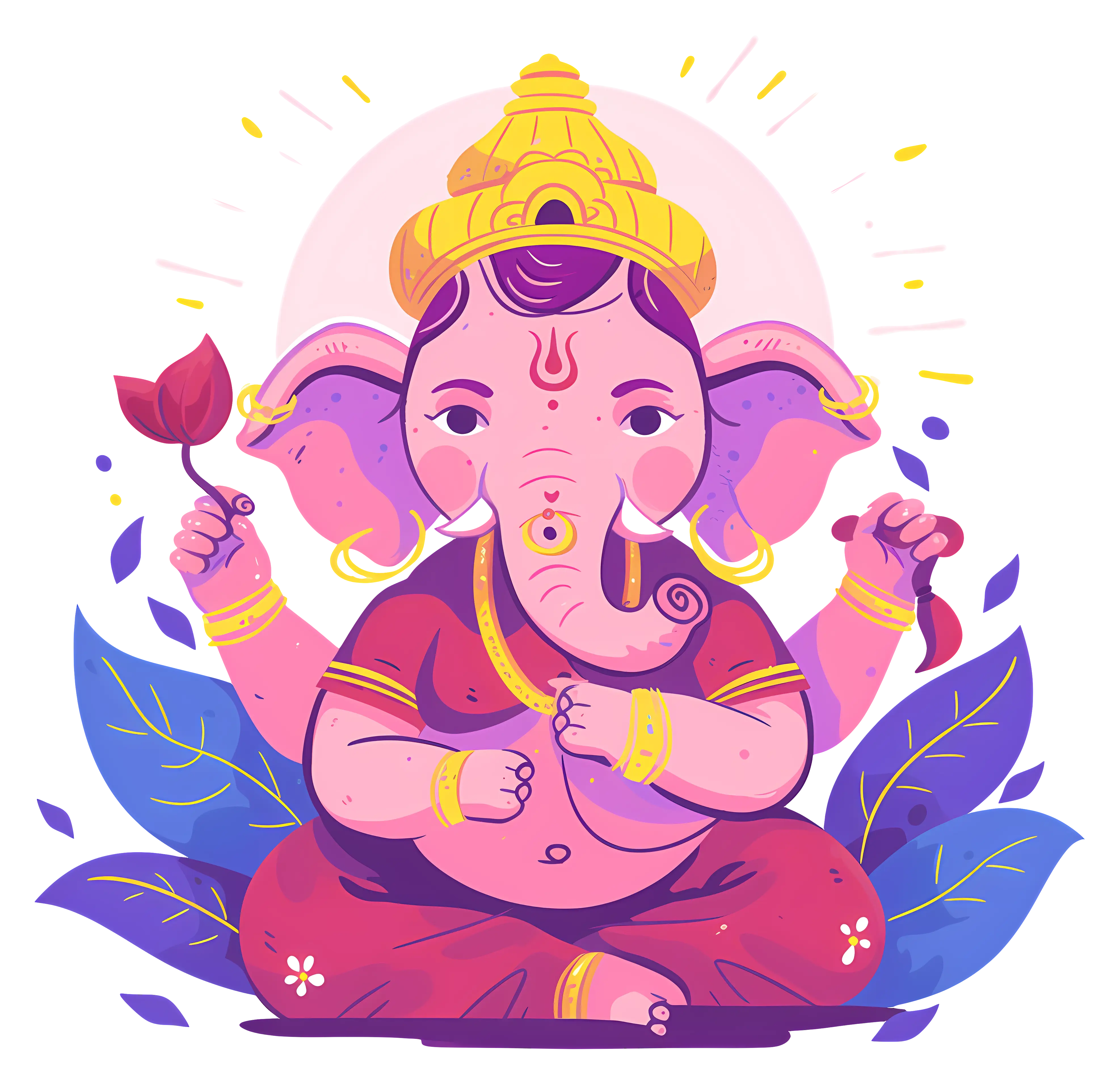 Illustration of Lord Ganesha in a Colorful Style
