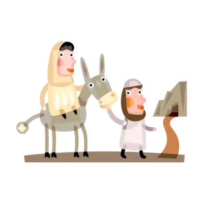 Cartoon Donkey with People