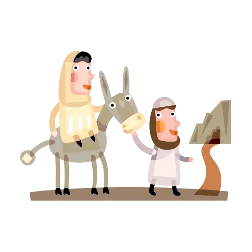 Cartoon Donkey with People