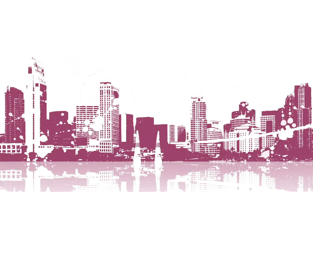 Purple City Skyline Silhouette