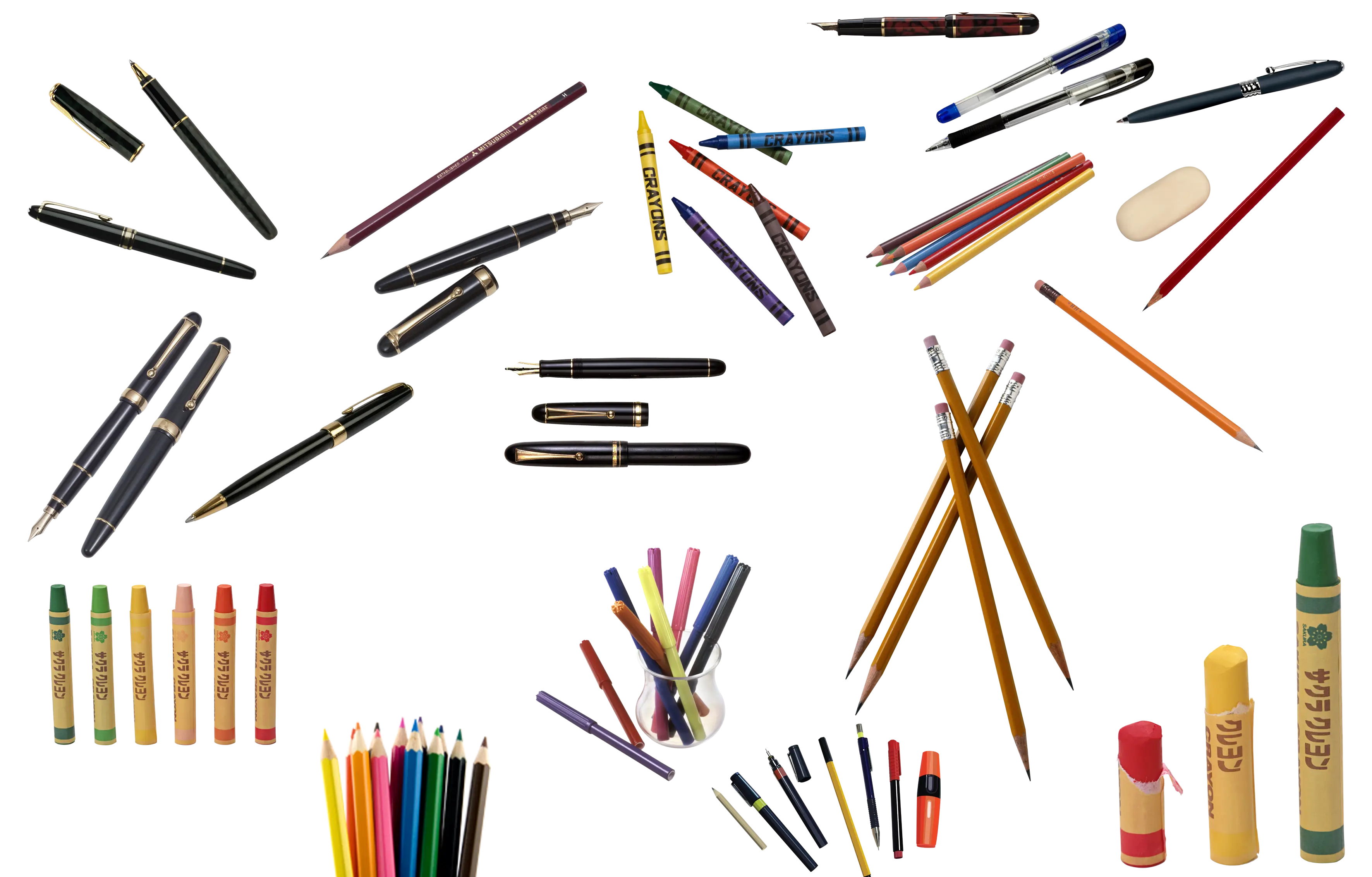 Various Writing Instruments and Stationery Items
