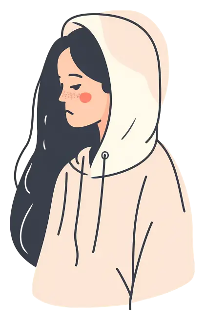 Girl in Beige Hoodie