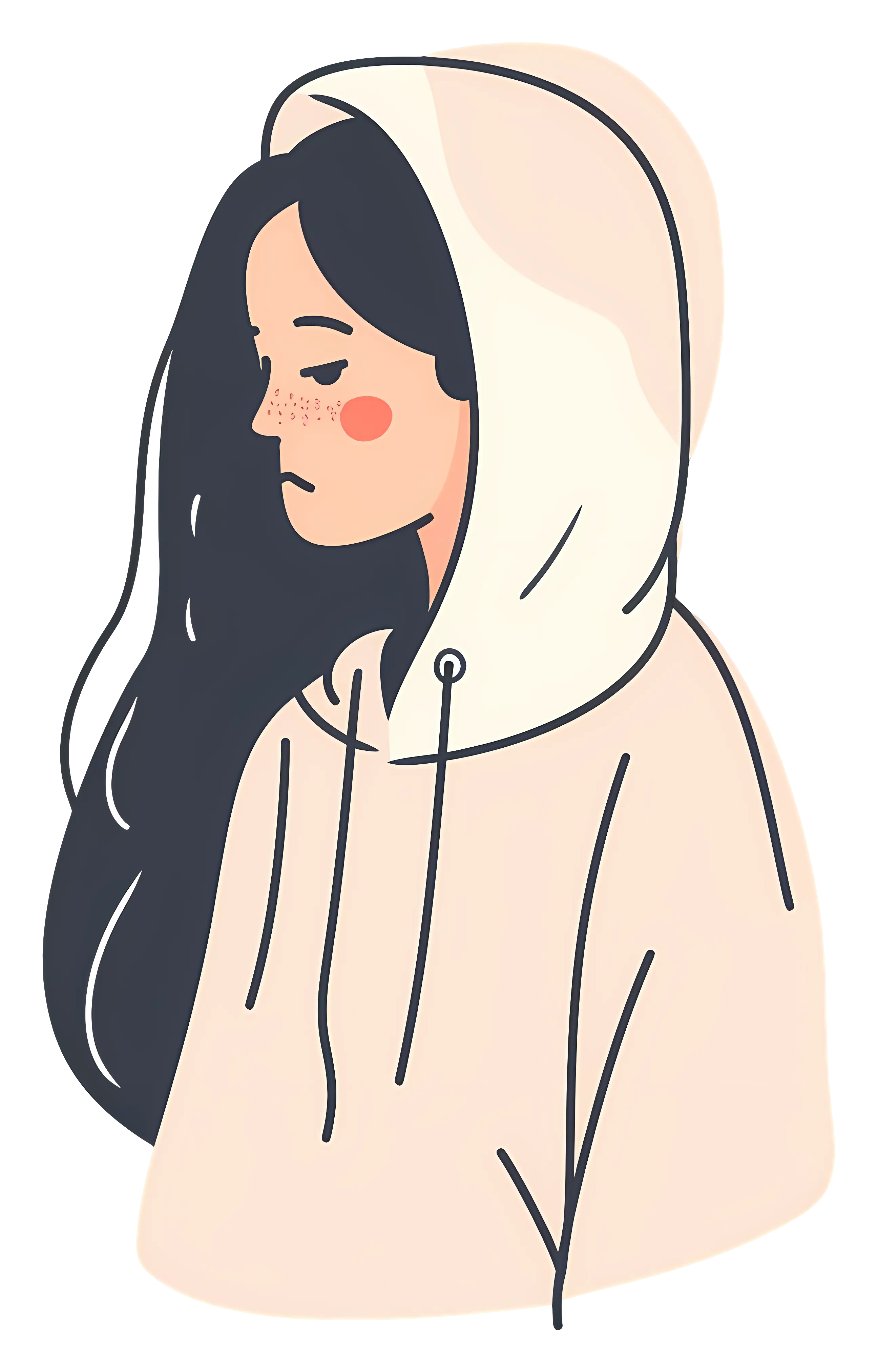 Girl in Beige Hoodie