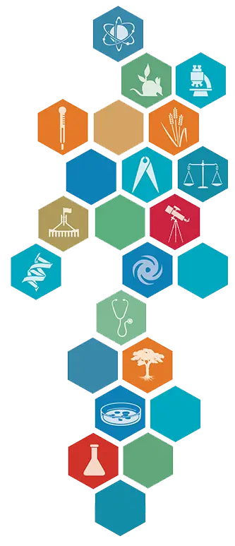 Colorful Science Icons in Hexagons