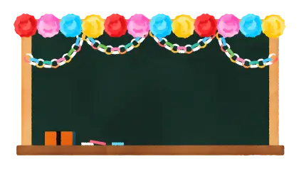 Decorative Blackboard with Garlands Illustration