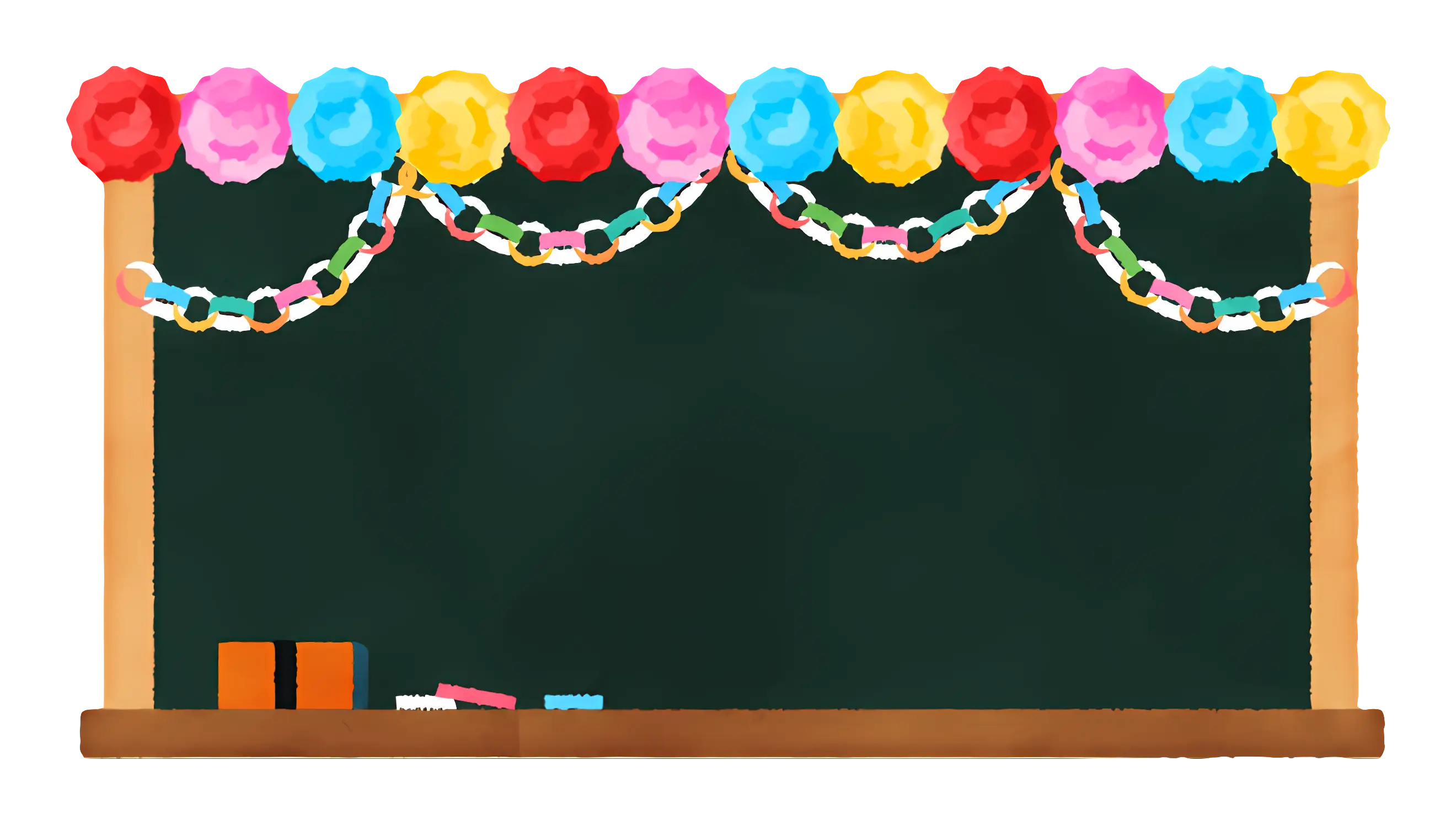 Decorative Blackboard with Garlands Illustration