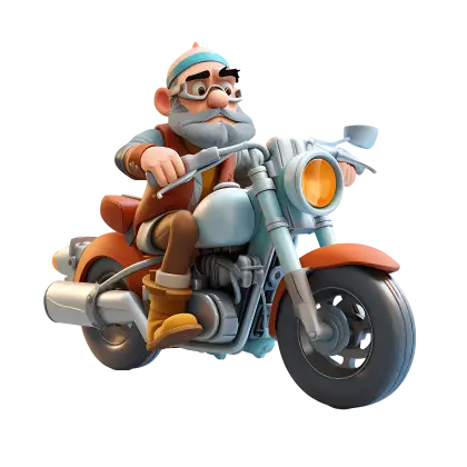 Cartoon Man Riding a Motorcycle Illustration