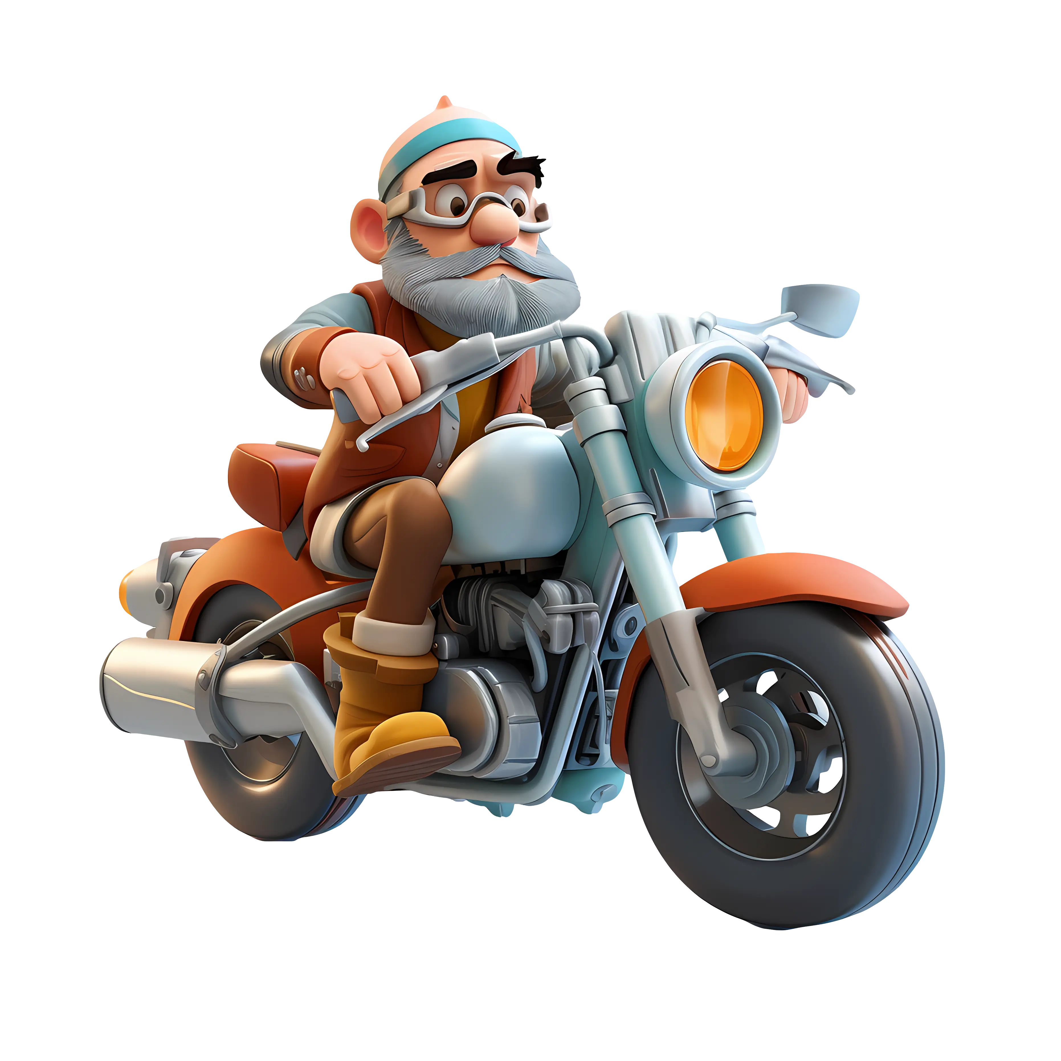 Cartoon Man Riding a Motorcycle Illustration