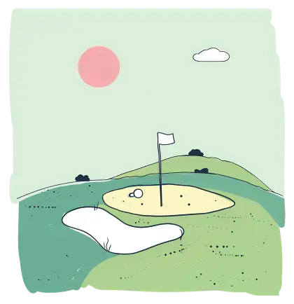 Golf Course with Flag and Ball