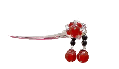 Elegant Hairpin with Red Beads