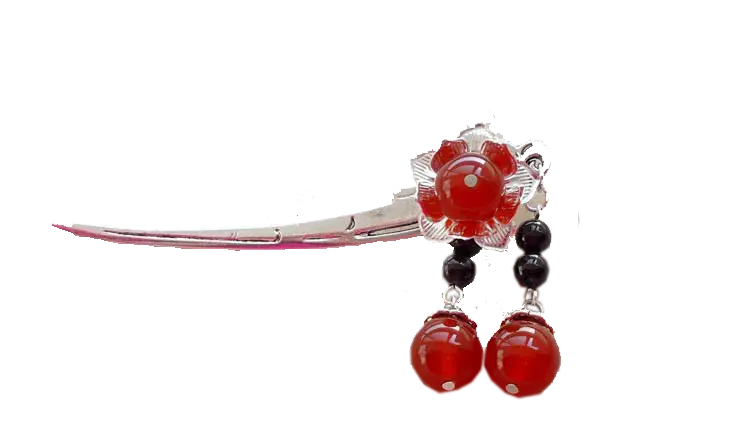 Elegant Hairpin with Red Beads