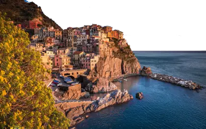 Picturesque Coastal Town on Cliffside