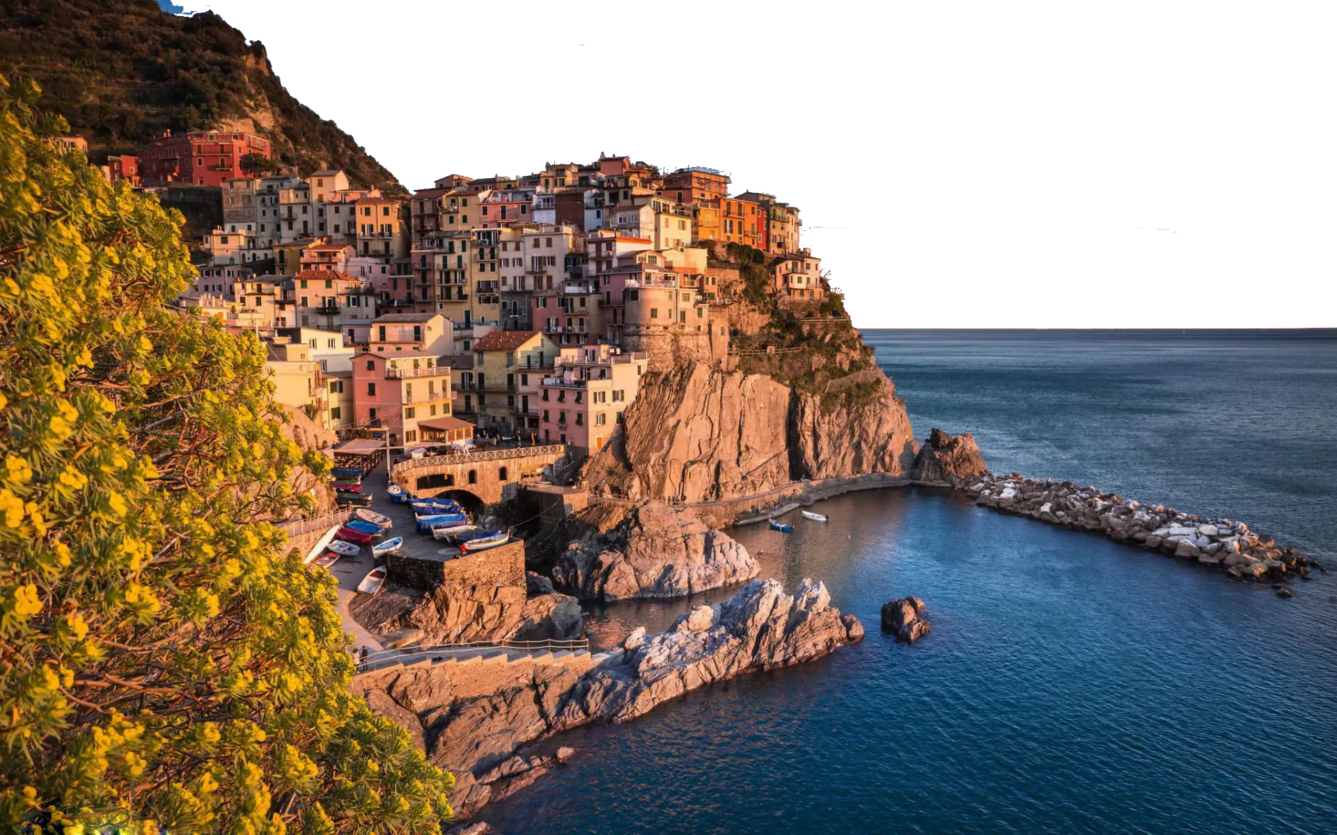 Picturesque Coastal Town on Cliffside