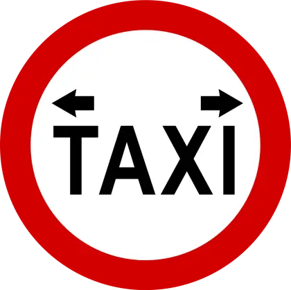 Red Circular Taxi Road Sign