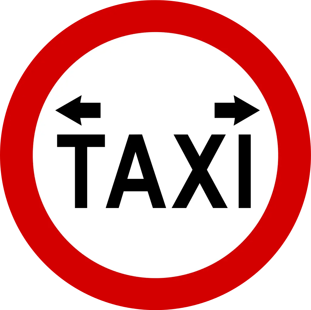 Red Circular Taxi Road Sign